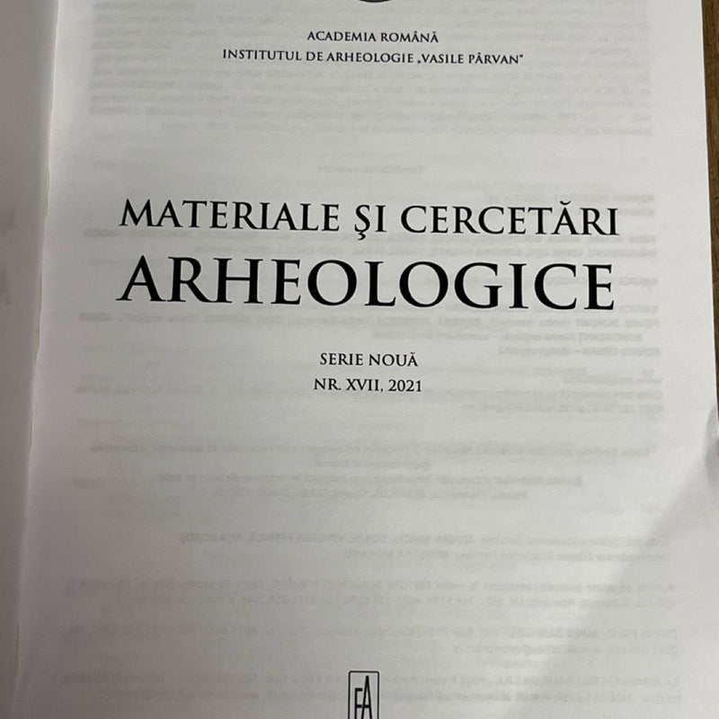 Materiale și Cercetări Arheologice Serie Noua NR. XV11, 2011  (English/Romana)