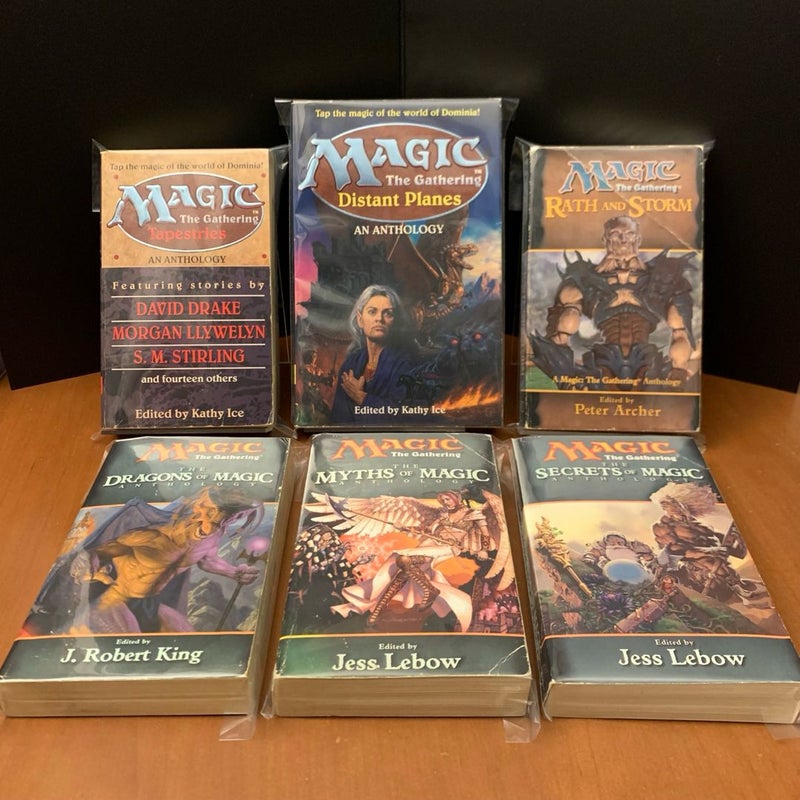 6 Magic The Gathering Anthology Set: Tapestries, Distant Planes, Rath and Storm, The Dragons of Magic, The Myths of Magic, The Secrets of Magic, All First Edition First Printing