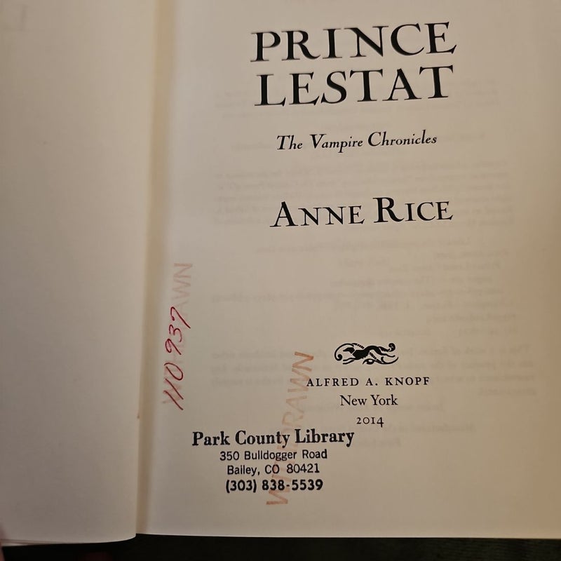 Prince Lestat 1st Ed