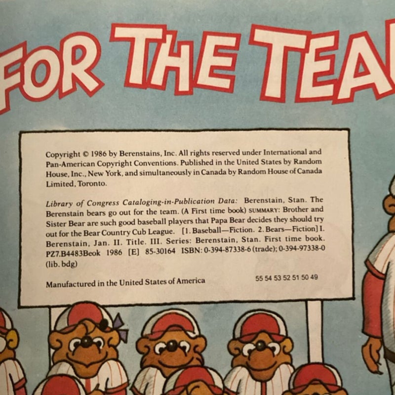The Berenstain Bears Go Out for the Team