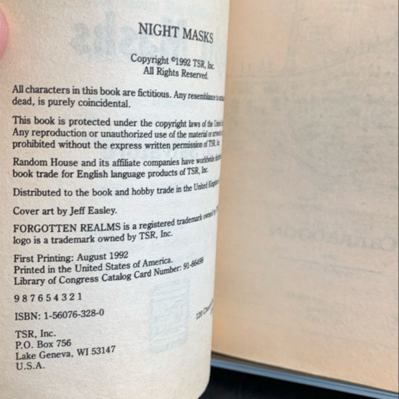 Night Masks, Cleric Quintet 3, Forgotten Realms, First Edition, First Printing