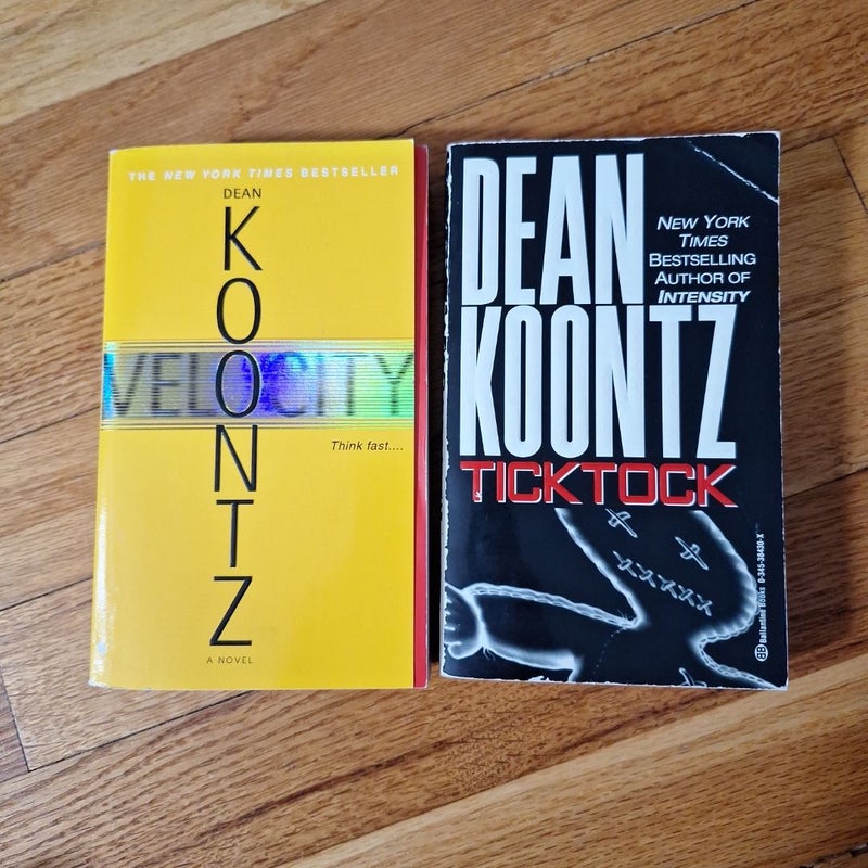 Velocity, TickTock Lot of 2 Dean Koontz books, set of 2