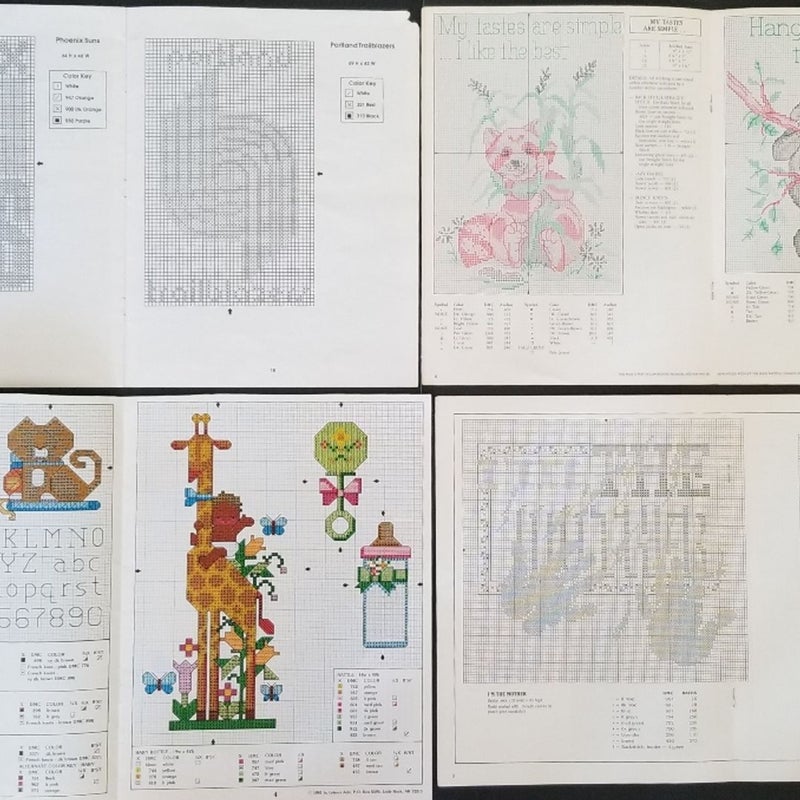 VINTAGE LOT OF 1980s CROSS STITCH PATTERNS, DIMENSIONS, LEISURE ARTS & OTHERS!