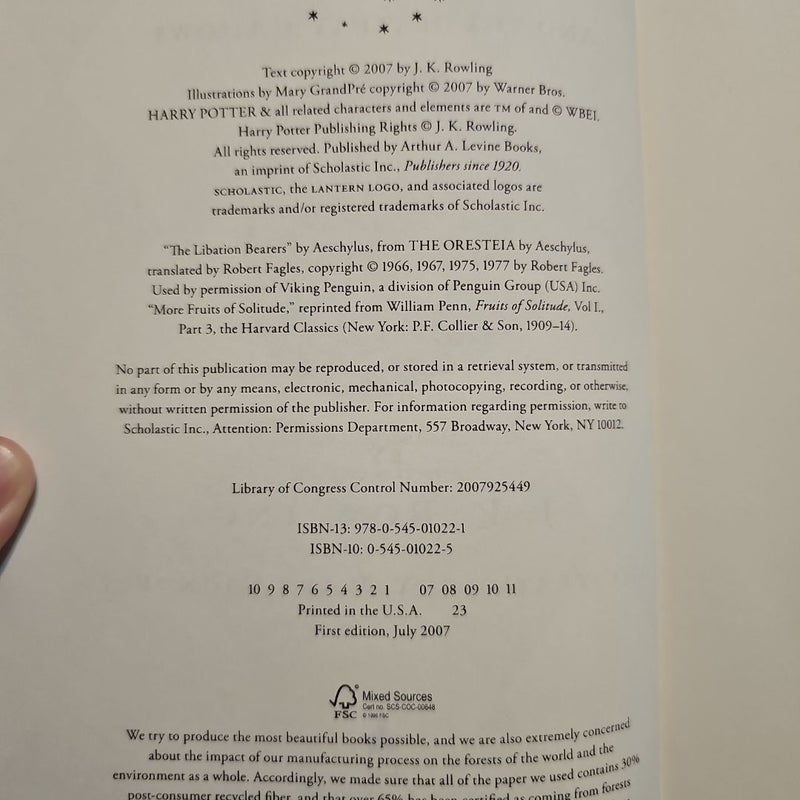First Edition Harry Potter and the Deathly Hallows