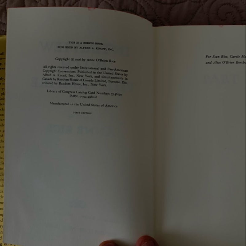 INTERVIEW WITH THE VAMPIRE- First Edition, First Printing HC