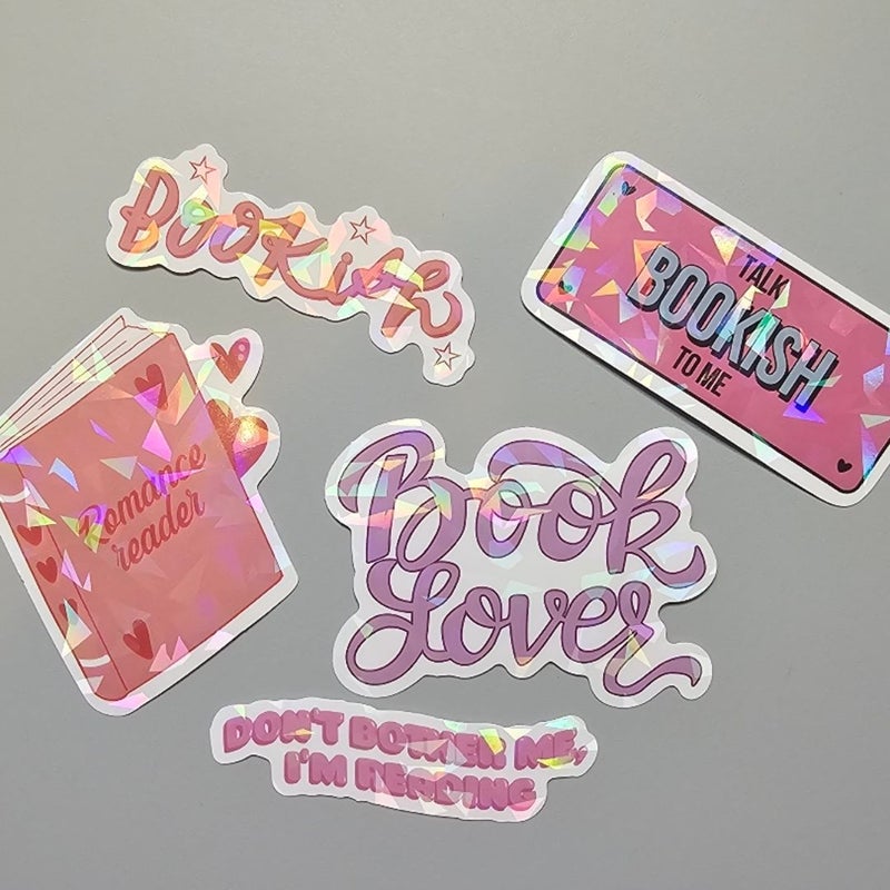 Holographic Book Lover Sticker Bundle