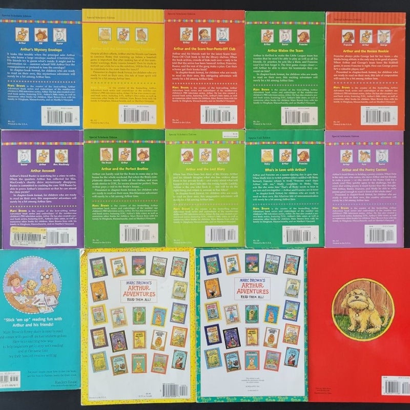 LOT OF 14 ARTHUR CHAPTER BOOKS MARC BROWN PBS TV SHOW W/ STICKERS VINTAGE 1990s