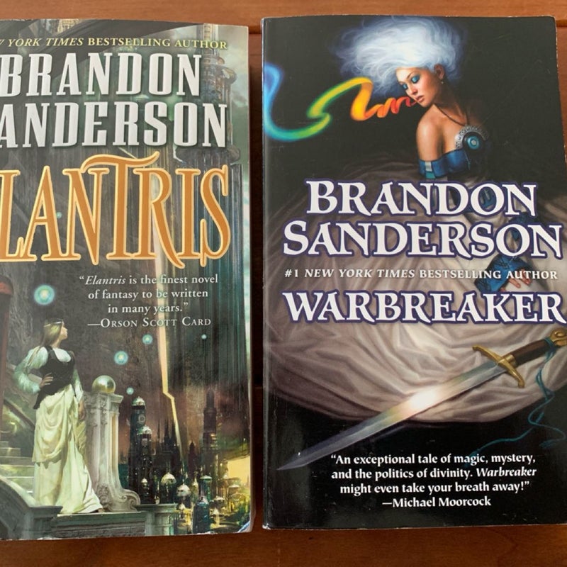 Brandon Sanderson Warbreaker + Elantris, Mass Market Paperback, Epic Fantasy 