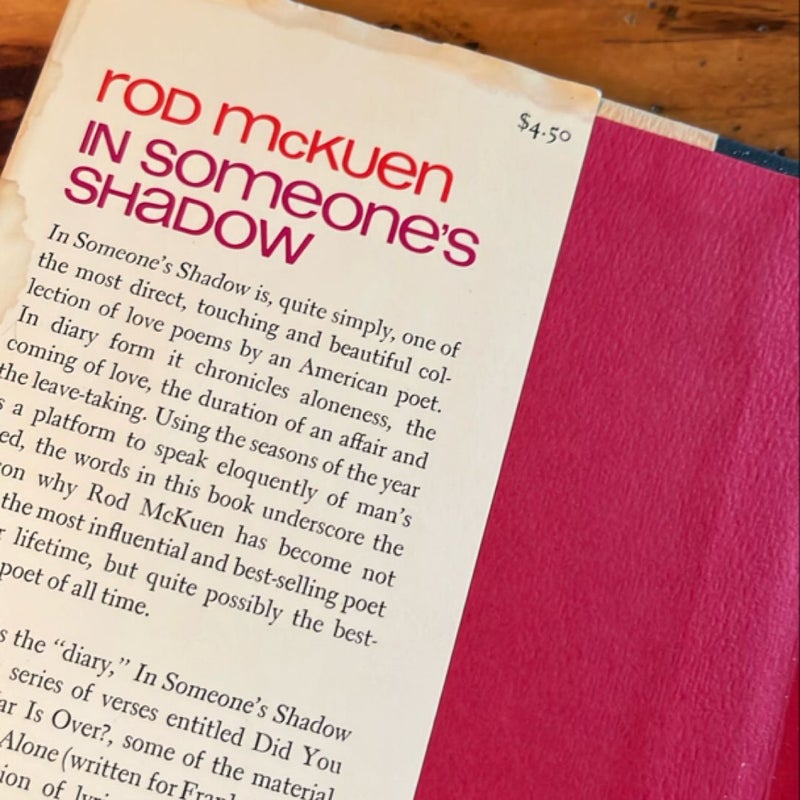 In Someone's Shadow - Rod McKuen First 1st Edition HC DJ 1969