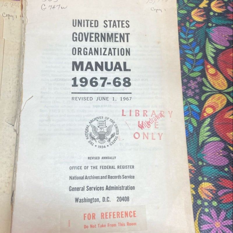 United States Government Organization Manual 1967-1968