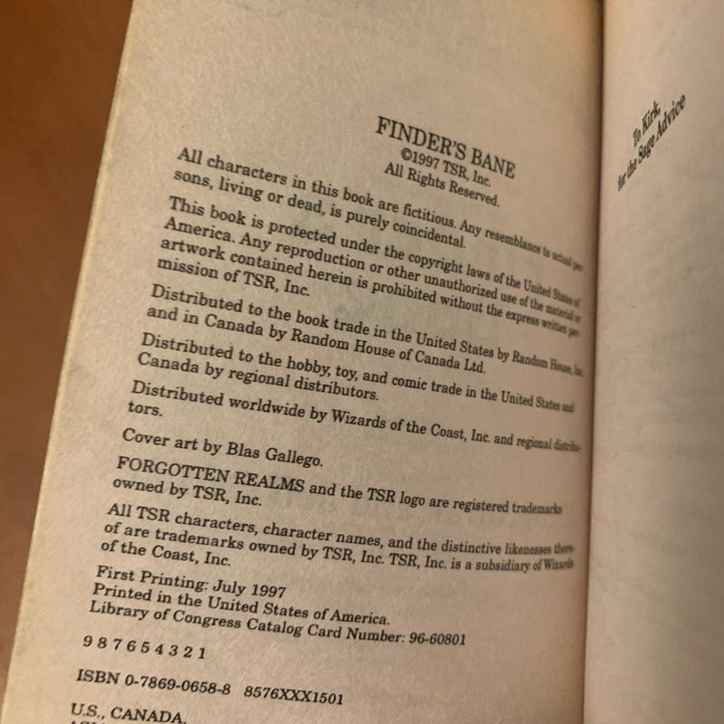 Finder's Bane, Harpers 15, First Edition First Printing