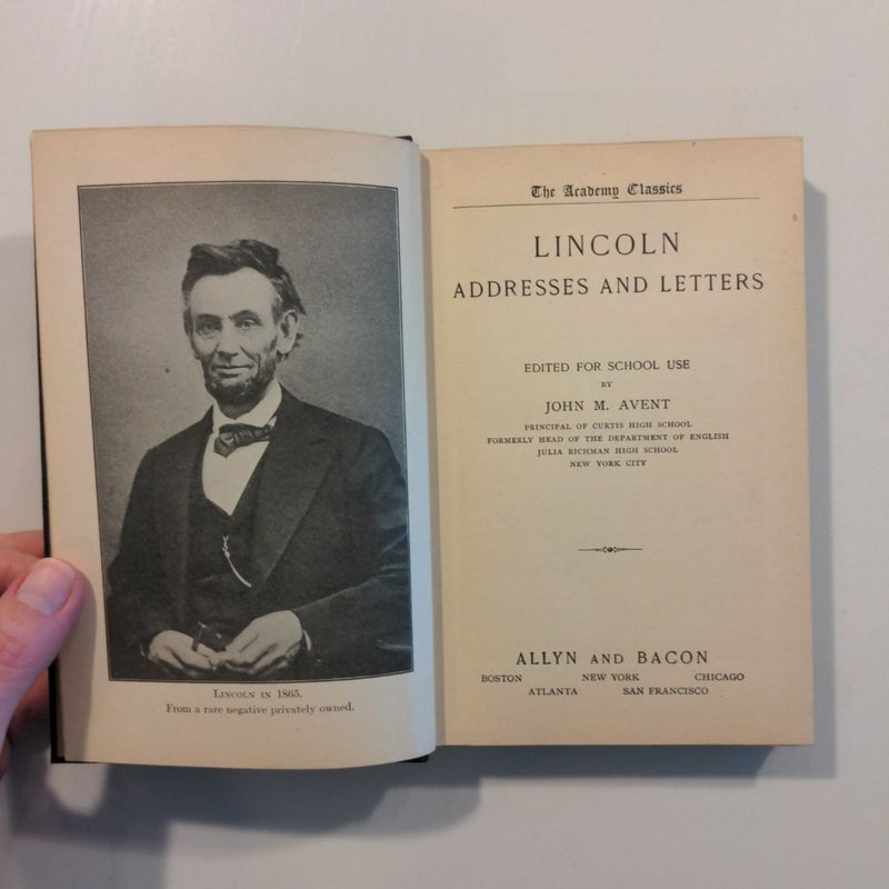 Abraham Lincoln Addresses And Letters 1924