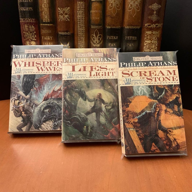 Forgotten Realms: Complete Watercourse Trilogy 1-3 Set: Whisper of Waves, Lies of Light, Scream of Stone, All First Edition First Printing