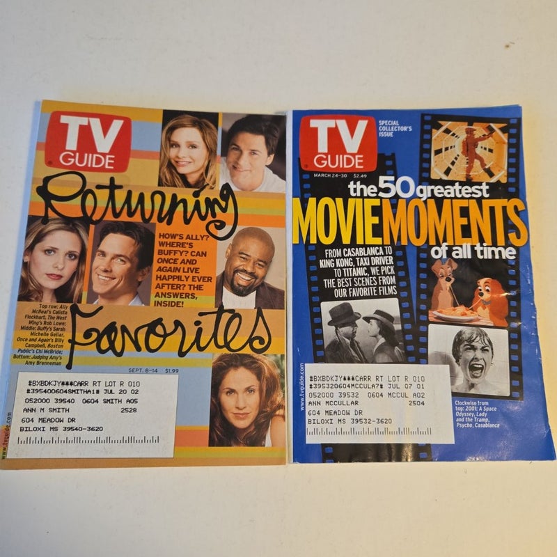 TV Guide 2001 magazines vintage television history fun