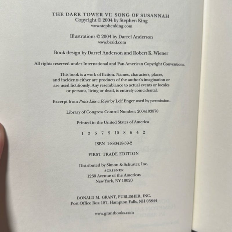 Song of Susannah - 1st trade Edition