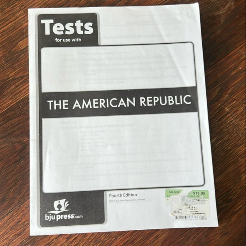 BJU The American Republic Tests Book