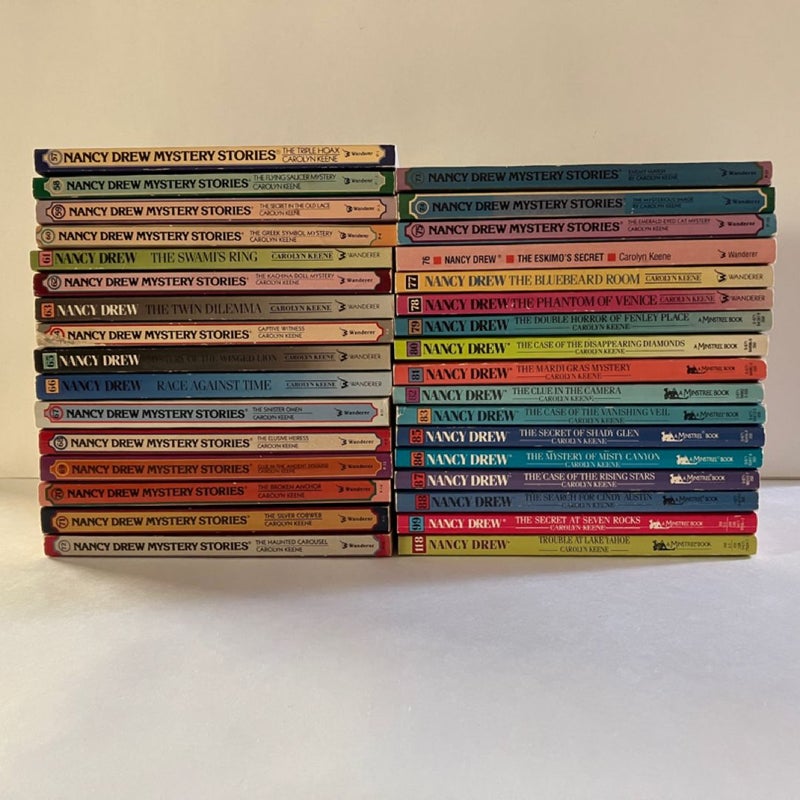 Nancy Drew Mystery Stories, Lot of 33 paperbacks