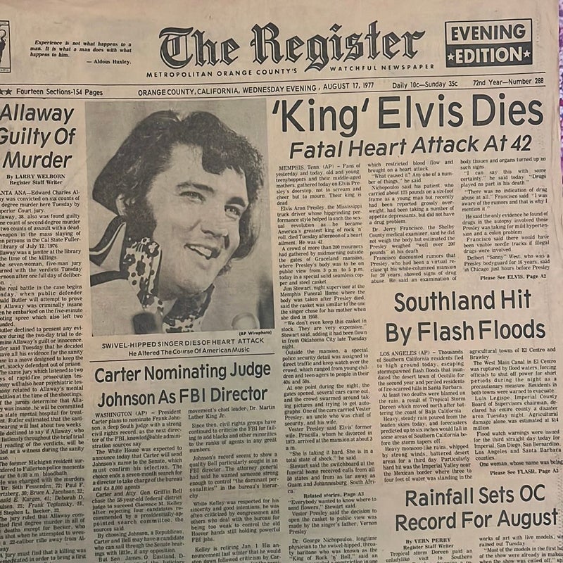 The Register Elvis Dies