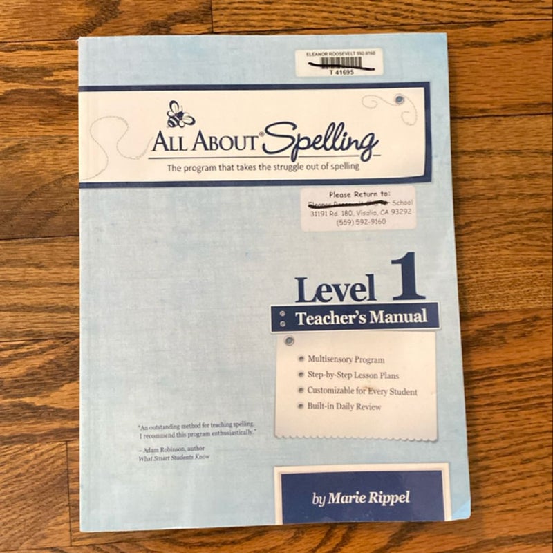 All About Spelling Level 1 teachers manual 