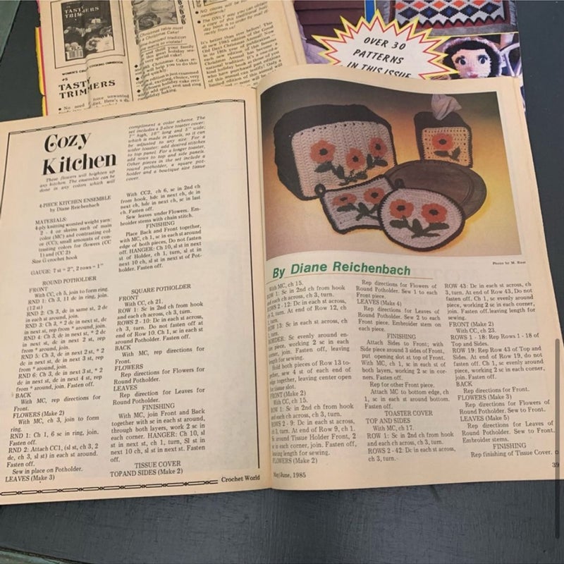 6 Crochet World Magazines from 1985