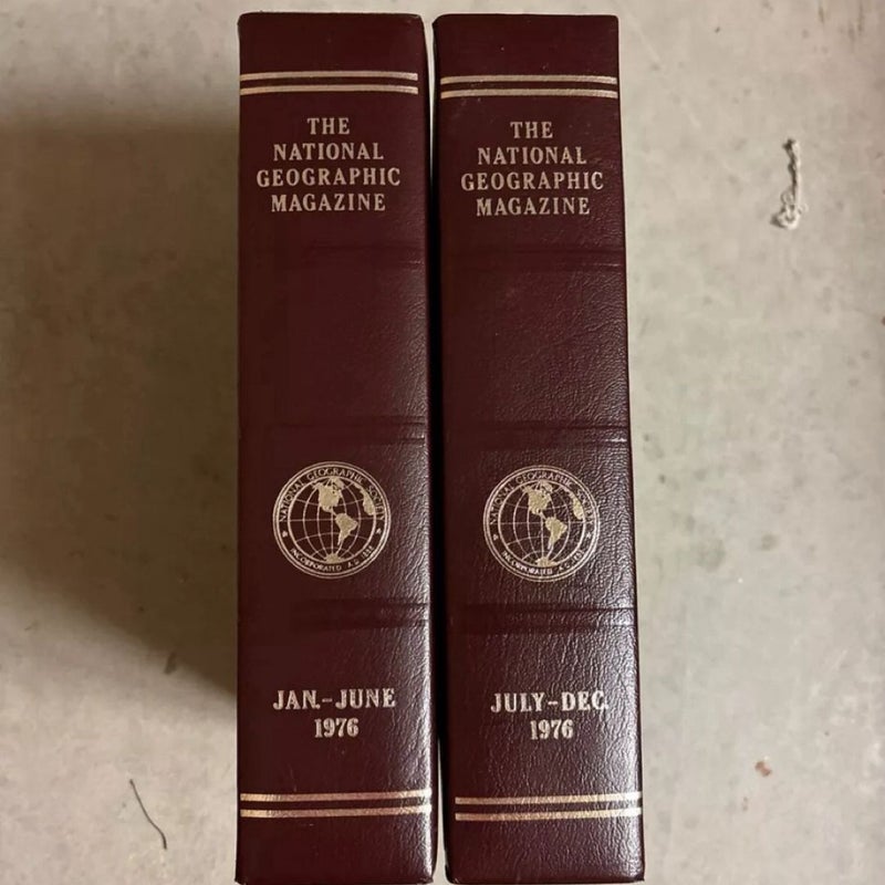 National Geographic Magazine 1976 Complete Year with Faux Leather Slip Cases