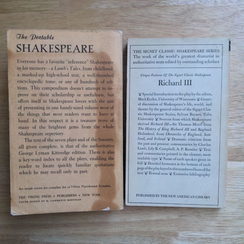 Shakespeare Bundle: Richard III & Portable Shakespeare: 7 Favorite Complete Plays