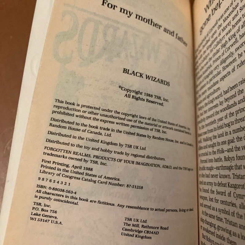 Forgotten Realms: Black Wizards, Moonshae 2, First Edition First Printing