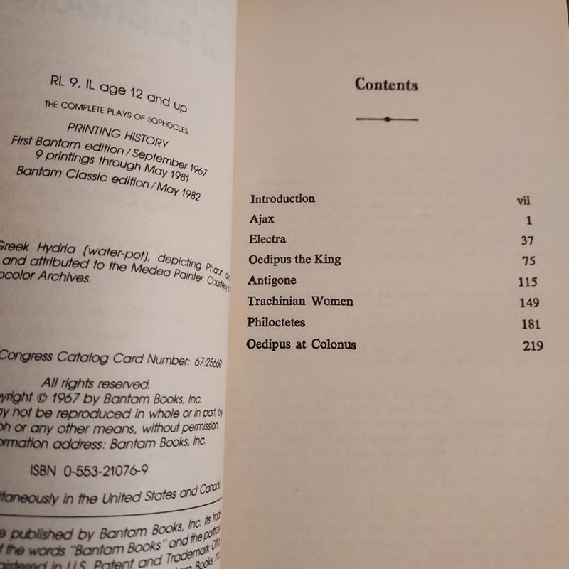 The Complete Plays of Sophocles