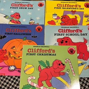 Clifford’s First 5 book bundle: Clifford’s First Christmas, Clifford’s First School Day, Clifford’s First Halloween, Clifford's First Valentine's Day