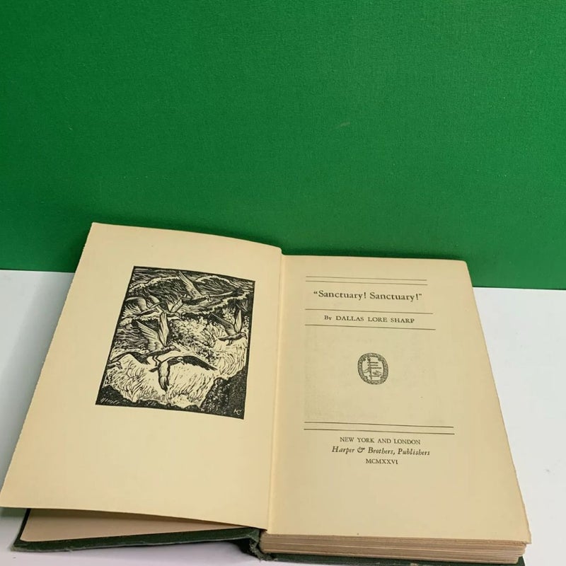 Vintage 1926 Book SANCTUARY! SANCTUARY! by Dallas Lore Sharp FIRST EDITION HC
