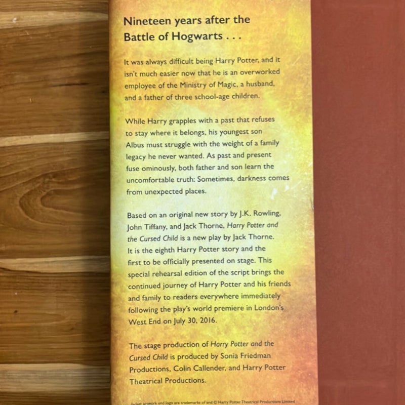 Harry Potter and the Cursed Child Parts One and Two (Special Rehearsal Edition Script)