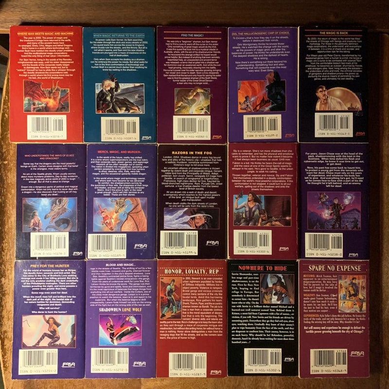 Shadowrun Starter Collection: 1-15 Original Shadowrun Novels: Never Deal with a Dragon, Choose Your Enemies Carefully, Find Your Own Truth, 2XS, Changeling, Never Trust an Elf, Into the Shadows, Streets of Blood, Shadowplay, Night’s Pawn, Striper Assassin, Lone Wolf, Fade to Black, Nosferatu, Burning Bright