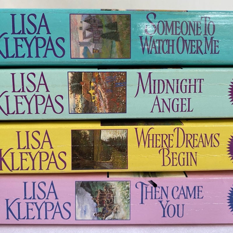 Then Came You; Where Dreams Begin; Midnight Angel; Someone to Watch Over Me; Lisa Kleypas Lot/Bundle of 4 Discrete Covers