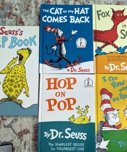Five Hardcover Dr. Seuss Books - The Sleep Book, The Cat and the Hat Returns, Fox in Socks, Hop on Pop and I Can Read with my eyes shut