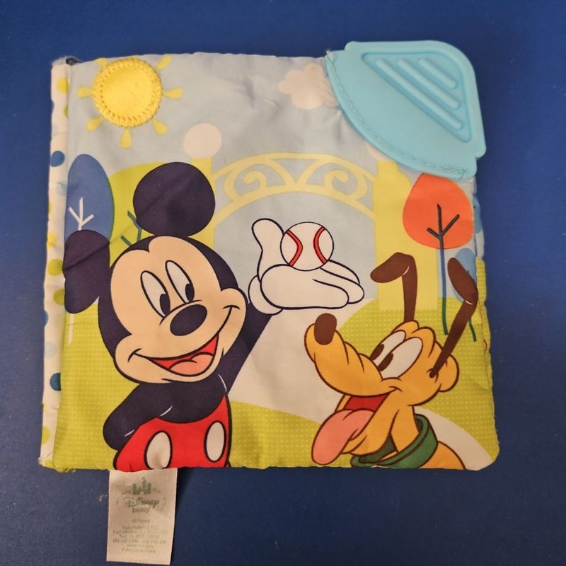 Disney Baby Mickey Mouse & Pluto Squeaking Softbook w/Teether