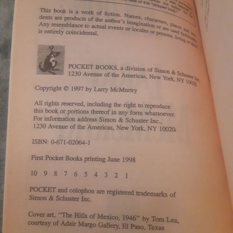 Comanche Moon By Larry McMurtry, 1st Print Mass Market Paperback! (Final volume of the Lonesome Dove Series!).
Some cover & spine wear, tiny page rip on final page. Otherwise great shape! =0