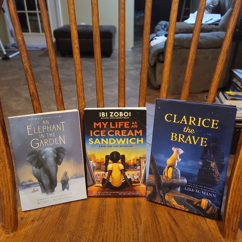 *CLEARANCE* BUNDLE 1) An Elephant in the Garden 2) My Life As An Icecream Sandwich 3) Clarice The Brave [Michael Morpurgo, Ibi Zoboi, Lisa McMann]