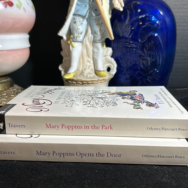 Lot of 2 Mary Poppins Books : Mary Poppins in the Park & Mary Poppins Opens the Door 