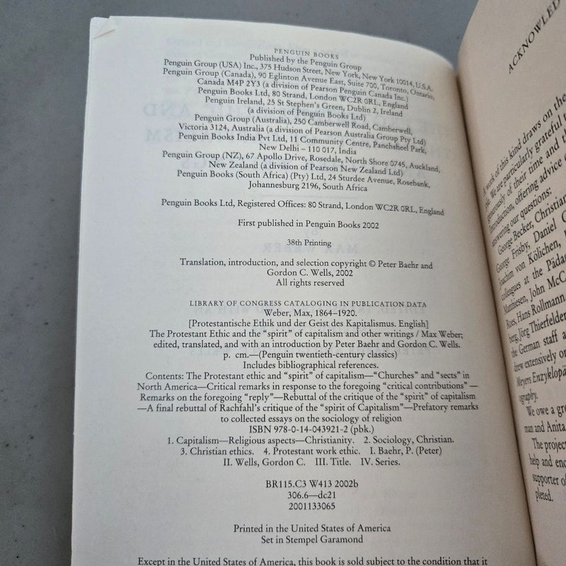 The Protestant Ethic and the "Spirit" of Capitalism