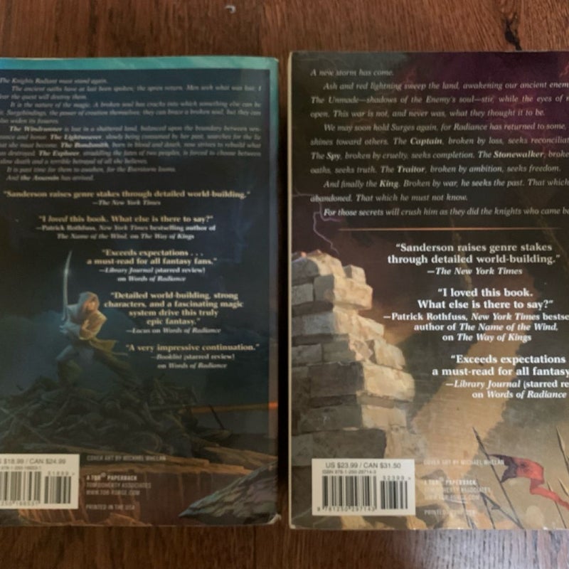 Oathbringer, Words Of Radiance, TRADE PAPERBACK, Stormlight Archive #2-3, Epic Fantasy