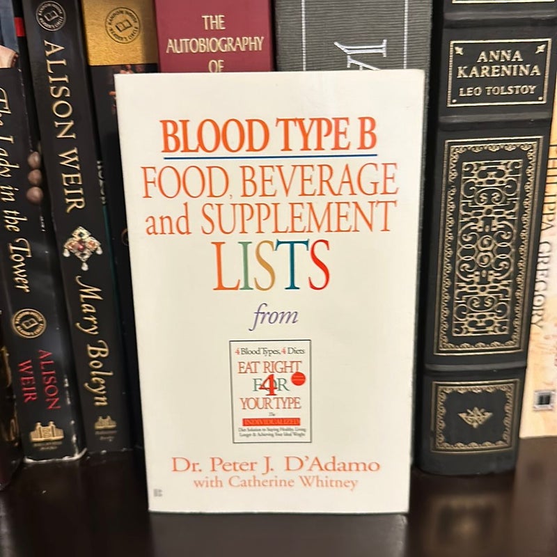 Blood Type B Food, Beverage and Supplement Lists