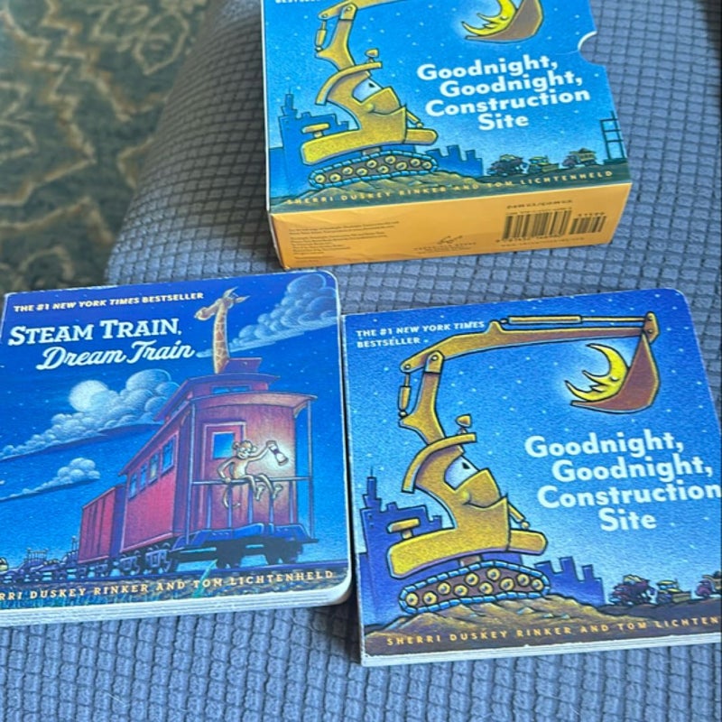 Goodnight, Goodnight, Construction Site and Steam Train, Dream Train Board Books Boxed Set