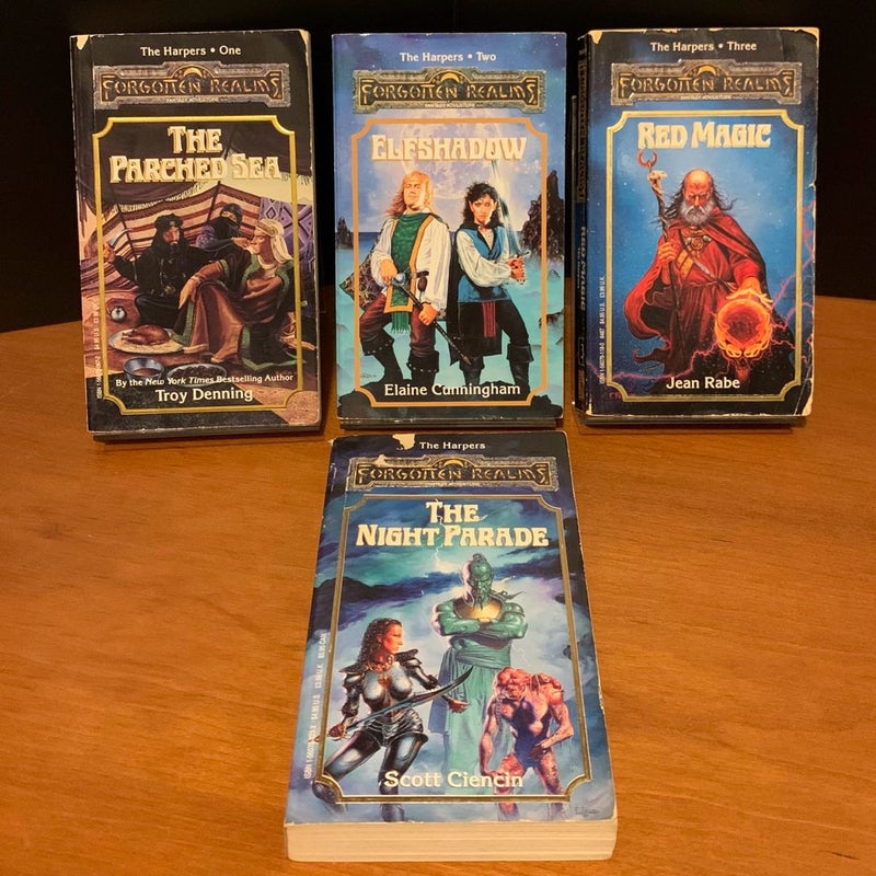 Vintage Forgotten Realms: Harpers Series 1-4: The Parched Sea, Elfshadow, Red Magic, Night Parade