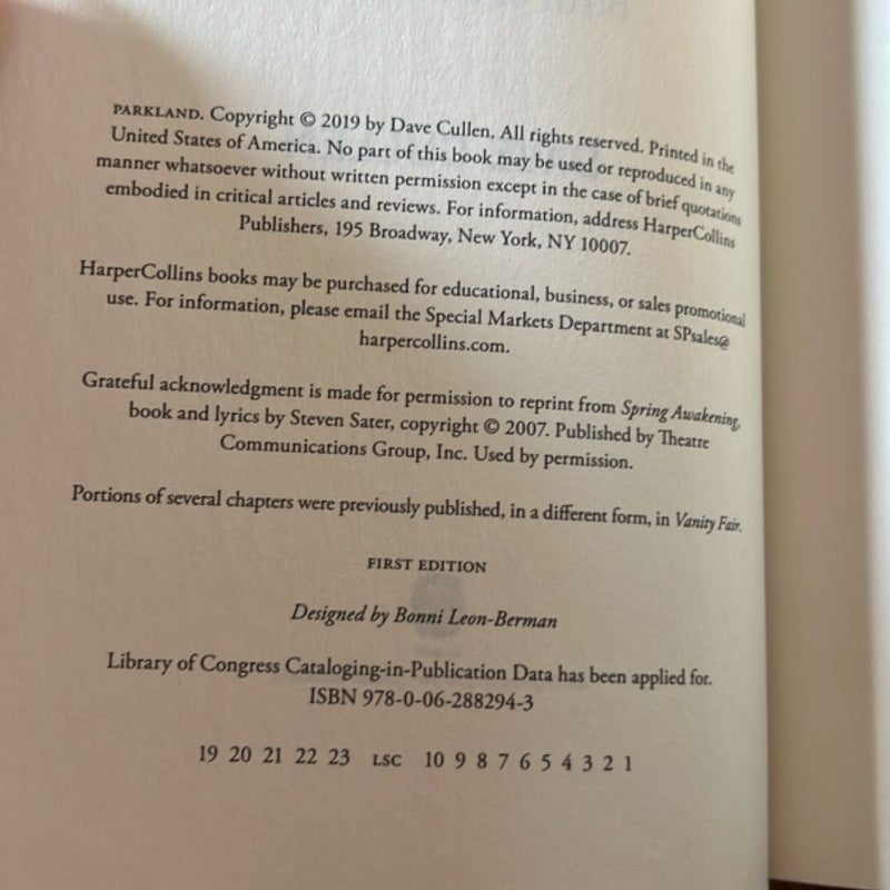 Parkland (FIRST EDITION)