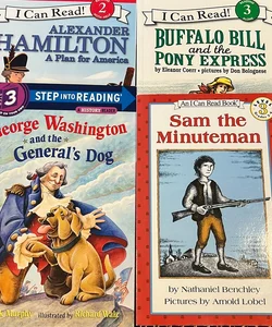 4 book history bundle *new*: George Washington and the General’s Dog, Alexander Hamilton A Plan for America, Sam the Minuteman, Buffalo Bill and the Pony Express