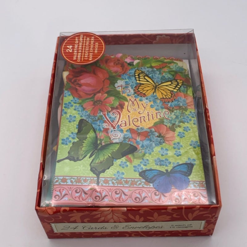 Punch Studio Pack Of 15 Antique Style Valentines Gift Cards Rare Ephemera Images
