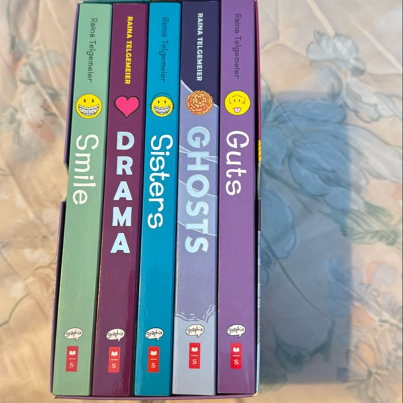 Raina Telgemeier Collection Box Set (Smile, Drama, Sisters, Ghosts, Guts)