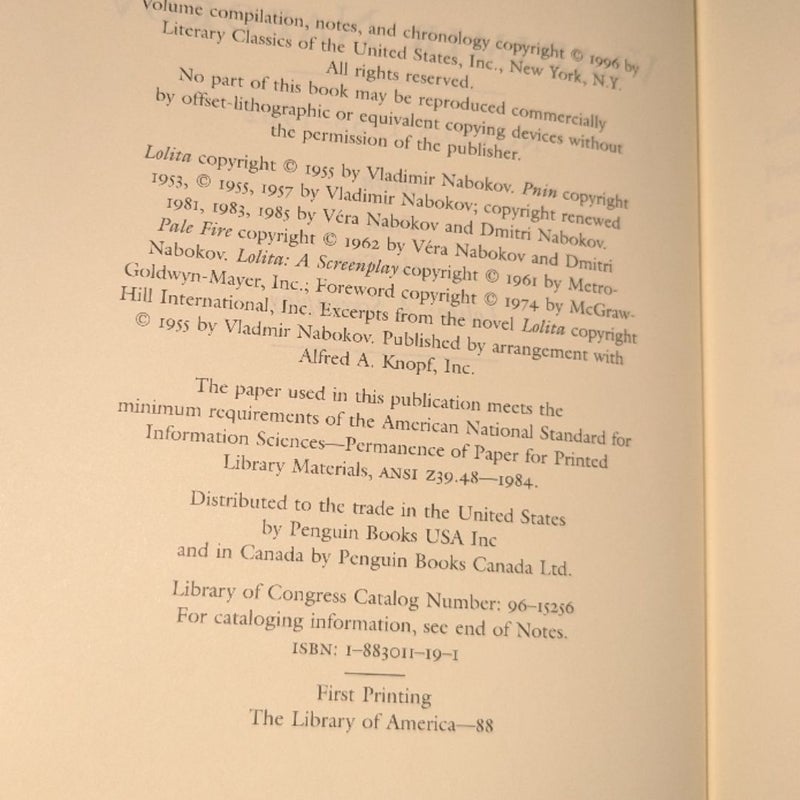 Vladimir Nabokov: Novels 1955-1962 (LOA #88)