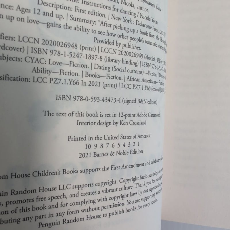 Instructions for Dancing *SIGNED B&N EDITION*