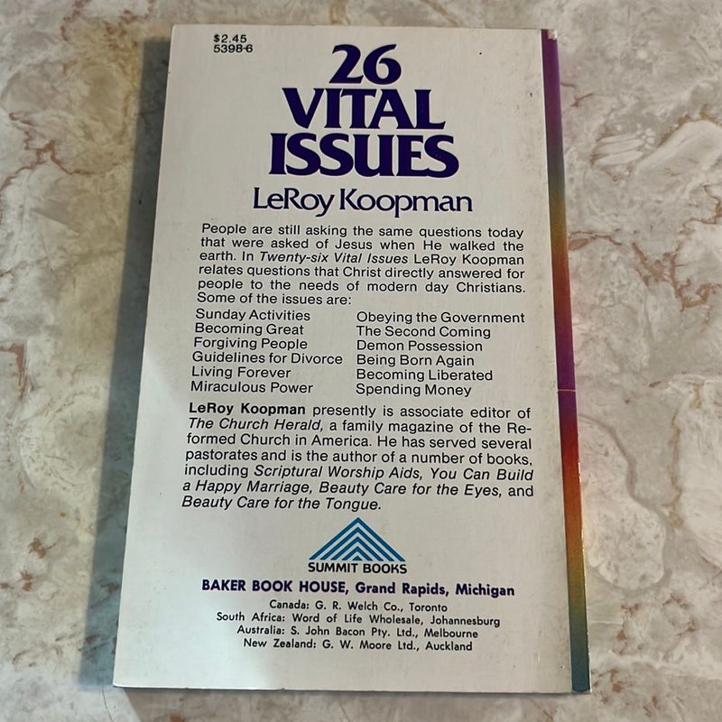 Twenty-Six Vital Issues